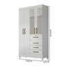 Guarda Roupa Com Espelho Solteiro 4 Portas 4 Gavetas Branco Azul Flex Silver Shop JM - 4