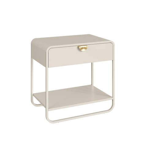 Mesa de Cabeceira 60cm 1 Gaveta Orgânica Pé Metal Luna Off White 28061