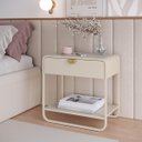 Ver imagem 3 de Mesa de Cabeceira 60cm 1 Gaveta Orgânica Pé Metal Luna Off White 28061