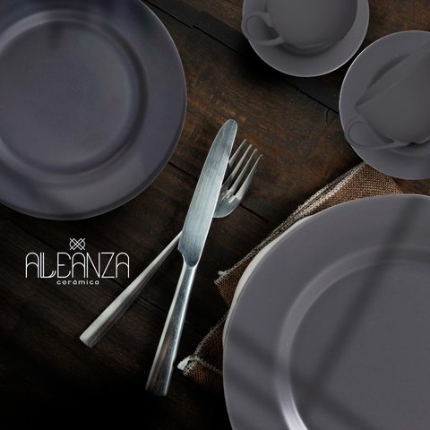 Jogo de Jantar com Bowls Cor Chumbo com 12 Peças Alleanza 1ªlinha