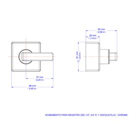 Acabamento para Registro Base Deca 3/4 1/4 de Volta - Docol Stillo - 2