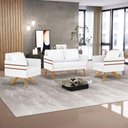 Ver mais imagens de Kit 01 Namoradeira 02 Lugares e 02 Poltronas Mari Corino Base de Madeira Ma30 - D'Rossi Branco