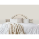 Ver imagem 1 de Cabeceira Casal Curva Luxo Estofada 140x60 - Suede Bege - Tachas Fume