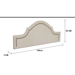 Cabeceira Casal Curva Luxo Estofada 140x60 - Suede Bege - Tachas Fume - 3