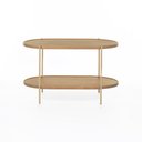 Ver imagem 1 de Mesa Lateral Cantik para Sala Pés em Metal 79,5cm x 49,5cm Mel Escuro Dourado  Casavee