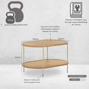 Ver imagem 2 de Mesa Lateral Cantik para Sala Pés em Metal 79,5cm x 49,5cm Mel Escuro Dourado  Casavee