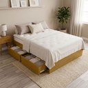 Ver mais imagens de Cama Casal Queen Base Box Madeira Maciça com 4 Gavetas 160cm Líbano B07 Mel - Lyam Decor