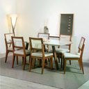 Ver imagem 1 de Conjunto de Jantar Mesa com Vidro Bennett 6 Cadeiras Saga - Natural C/ Cru