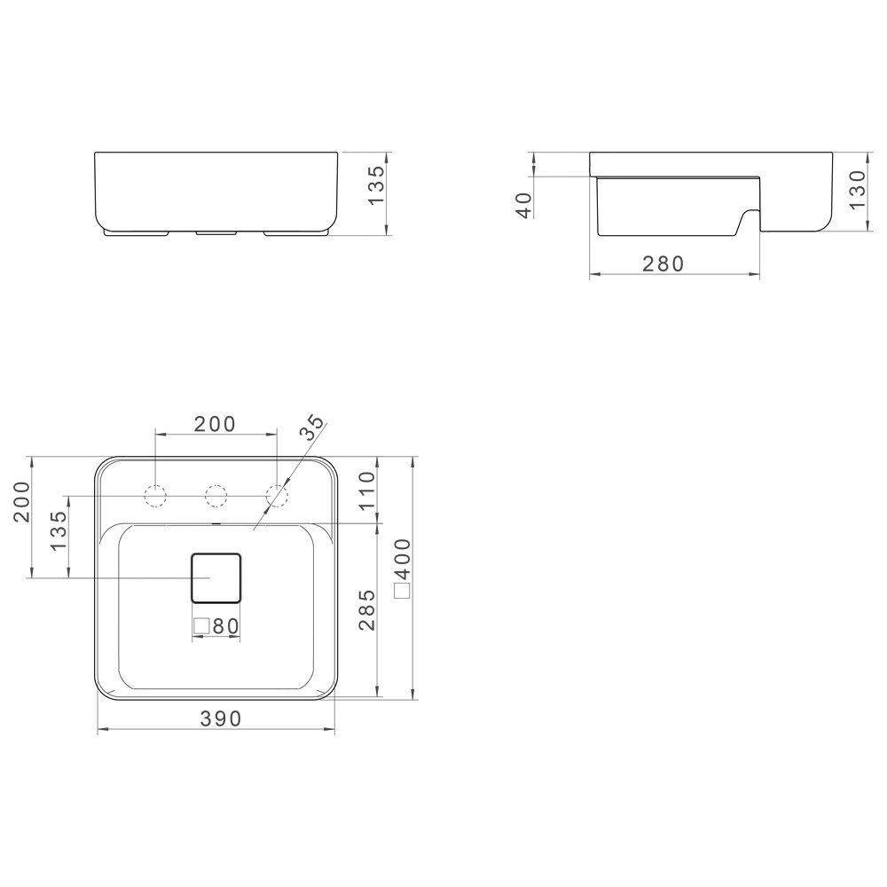 Cuba Semiencaixe Deca Slim Quadrada C/ Mesa 40cm Barbante L.61040.m.26 - 4