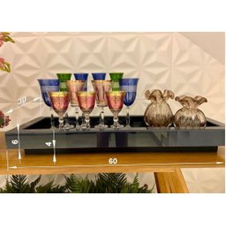 Bandeja Grande Retangular Vidro Preto Luxo Decoração 60x30 - 3