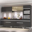 Ver imagem 1 de Armário De Cozinha Completa 5 Peças Com Leds Mp2014.898 Veneza Up Multimóveis Preto