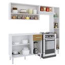 Ver imagem 2 de Armário para Cozinha Modulado Madri 196 Cm Balcão Tampo Paneleiro Nicho Mdp Branco Canelado - Clickl