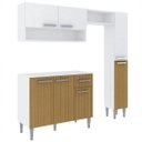 Ver imagem 1 de Armário para Cozinha Modulado Madri 196 Cm Balcão Tampo Paneleiro Nicho Mdp Branco Canelado - Clickl
