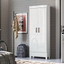 Ver imagem 7 de Guarda Roupa Solteiro 2 Portas de Correr com Espelho e Pés e Armário Multiuso com Pés Fit Branco