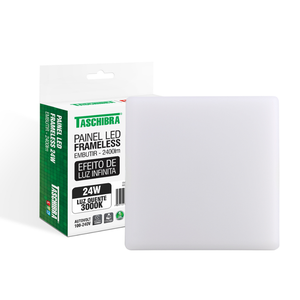 Painel de Led Taschibra Frameless Quadrado Embutir 24W Bivolt 3000K Luz Quente