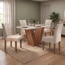 Ver imagem 1 de Conjunto Mesa de Jantar 4 Cadeiras 120cm com Tampo de Vidro