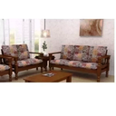 Ver imagem 1 de Conjunto de Sofá de Madeira Maciça 3+2 Lugares Torneado com Almofadas Ref-413