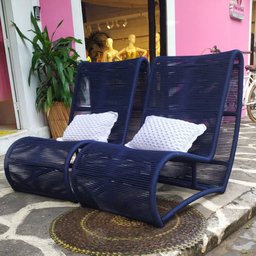 Poltrona Vegas, alumínio, corda náutica para jardim externa e interna Artdville - 3