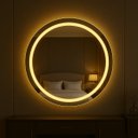 Ver imagem 4 de Espelho Redondo 50x50 cm Jateado LED 3 Cores Touch Moderno