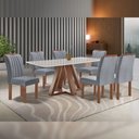 Ver imagem 4 de Mesa Kyra 170CMX90CM 6 Cadeiras Arizona Tampo Smart Plus Vidro Off White