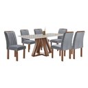 Ver imagem 1 de Mesa Kyra 170CMX90CM 6 Cadeiras Arizona Tampo Smart Plus Vidro Off White