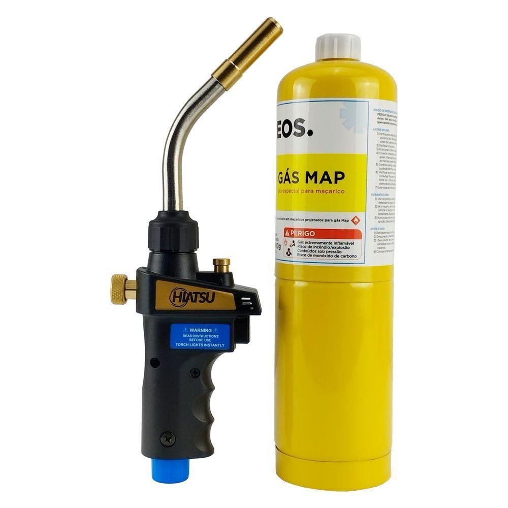 Kit Maçarico Turbo Hand Torch Hiatsu Jh-6st com Acendimento Automático + Gás Mapp para Maçarico