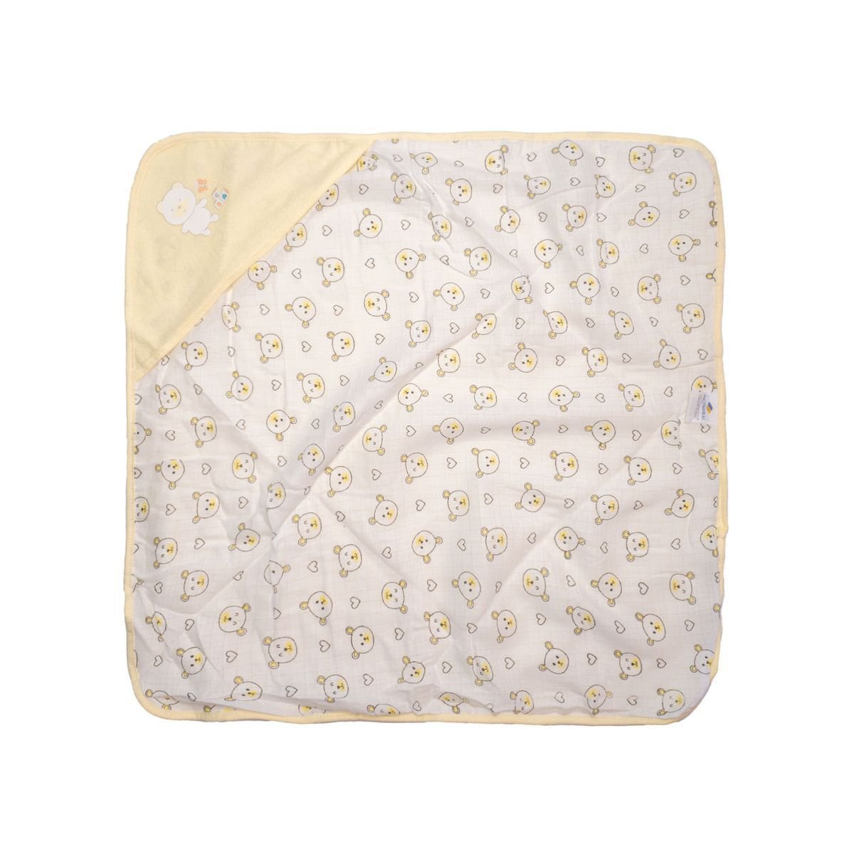 Toalha de Banho Bebe C/capuz Plush 68 Cm X 68 Cm Bublim: Urso Amarelo