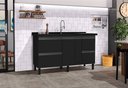 Ver imagem 1 de Gabinete Cozinha Mdf 1,44m Elegance com 5 Pés Pré-montado:preto