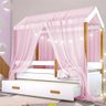 Cama Montessori com Auxiliar Cordão Led e Dossel - Rosa - 3