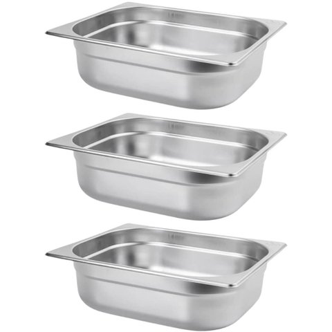 3 Cubas Gastronômicas Inox 6,41l 1/2 Restaurante Buffet Rechaud Gourmet Mix