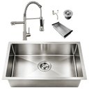 Ver imagem 1 de Kit Cuba Gourmet 60x40 Inox 304 Prata Escovada Torneira Gourmet 2 Saídas Cozinha