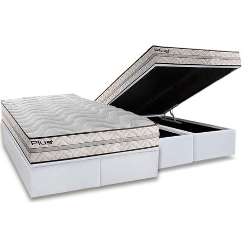 Cama Box Baú King: Colchão Espuma D33 Paropas Pasquale Plus + Base Crc Linhão White (193x203)