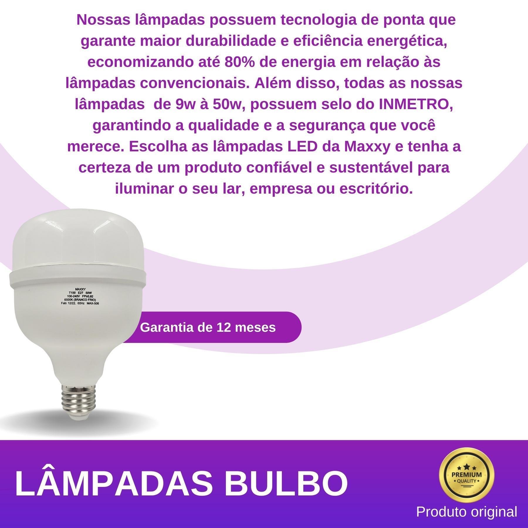 Kit 10 Lâmpadas Bulbo 50w Fria E27 - Branco Frio 6500k - 4