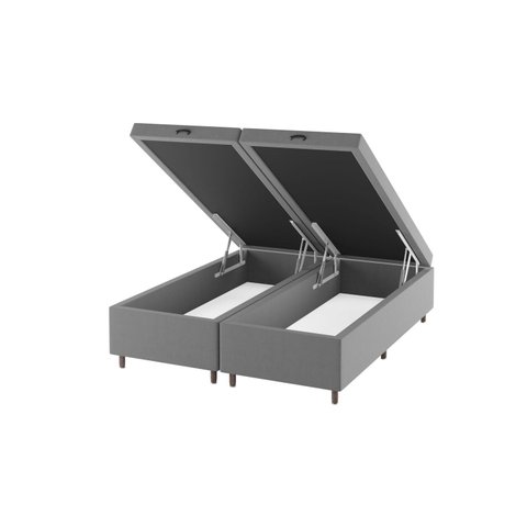 Base Box Baú Queen Lions 35cm 1,98m 1,58m Cinza Viero