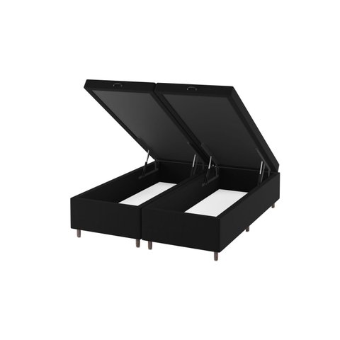 Base Box Baú Queen Lions 35cm 1,98m 1,58m Preto Viero