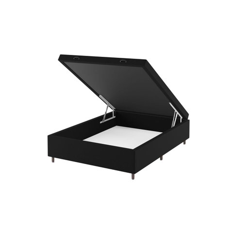 Base Box Baú Casal Lions 35cm 1,88m 1,38m Preto Viero