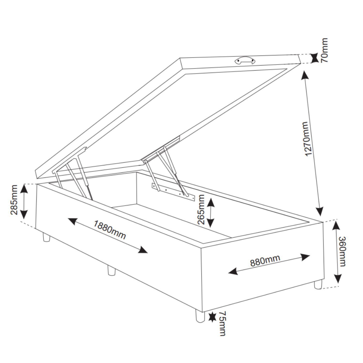 Base Box Baú Lions 35cm 1,88m 0,88m - 2