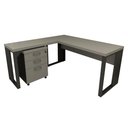 Ver imagem 1 de Mesa de Escritório em L Linha Industrial com Gaveteiro F5 Cor:cinza Sagrado com Preto