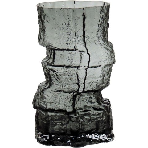 Vaso Decorativo Enfeite Casa Vidro 25x11x11cm Cinza