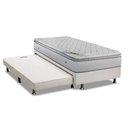 Ver imagem 1 de Cama Box C/ Auxiliar Solteiro: Colchão Luckspuma Conjunto 3 em 1 ( Box + Courano Branco Ortobom