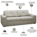 Ver imagem 7 de Sofá 3 Lugares para Sala de Estar Living 205cm Vienne L06 Couro Cinza Claro - Lyam Decor