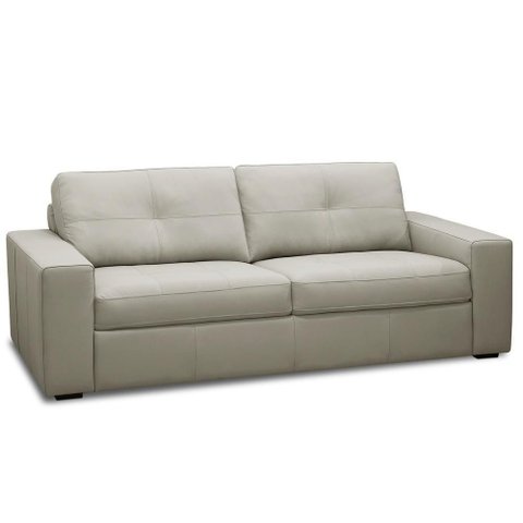 Sofá 3 Lugares para Sala de Estar Living 205cm Vienne L06 Couro Cinza Claro - Lyam Decor