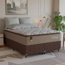 Ver imagem 1 de Cama Box Casal Bipartido + Colchão Comfort Class Pillow Top Bege/suede Marrom