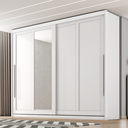 Ver imagem 3 de Guarda Roupas Casal 2 Portas de Correr com Espelho 100% Mdf 6 Gavetas Firenze Branco