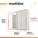 Ver imagem 4 de Guarda Roupas Casal 2 Portas de Correr com Espelho 100% Mdf 6 Gavetas Firenze Branco