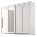 Ver imagem 1 de Guarda Roupas Casal 2 Portas de Correr com Espelho 100% Mdf 6 Gavetas Firenze Branco