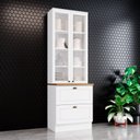 Ver imagem 1 de Cristaleira 2 Portas de Vidro 2 Gavetas Emily Espresso Móveis