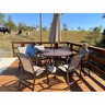 Jogo de Mesa Lótus e 6 Cadeiras de Alumínio com Guarda Sol Para Piscina - 5