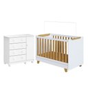 Ver imagem 2 de Quarto de Bebê com Cômoda 1 Porta e Berço 4 em 1 Minicama 100% MDF Mike Espresso Móveis Branco/Brilho/Amêndoa