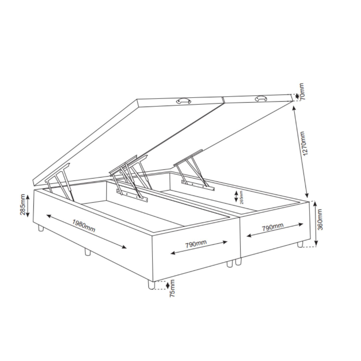 Base Box Baú Queen Ibiza 35cm 1,98m 1,58m - 2